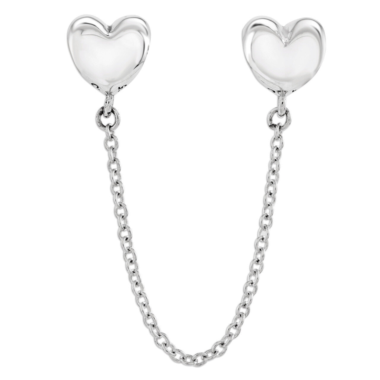 Polished Hearts Safety Chain - Sterling Silver QRS3437