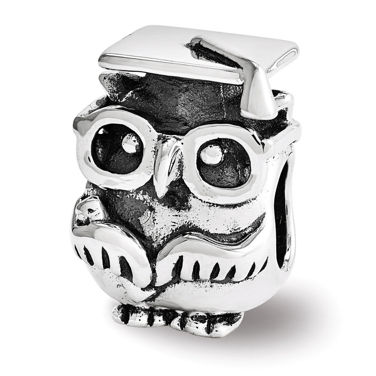 Graduation Owl Bead - Sterling Silver QRS3443