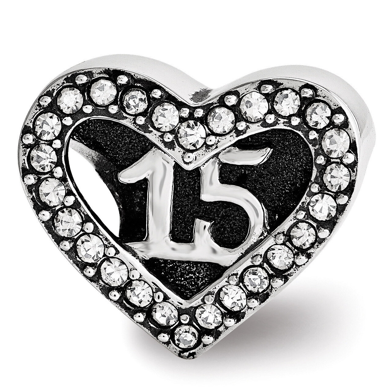 Swarovski Quinceanera Heart Bead - Sterling Silver QRS3446
