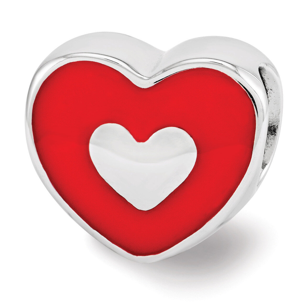 Red Enamel LOVE &amp; Heart Bead - Sterling Silver QRS3481, MPN: QRS3481, 886774963785