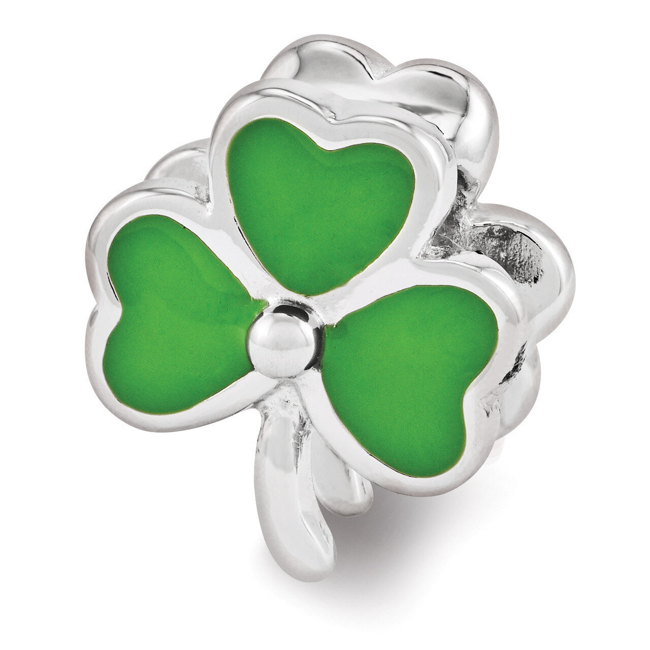 Enameled Swarovski Elements Shamrock Bead - Sterling Silver QRS3482, MPN: QRS3482, 191101471377