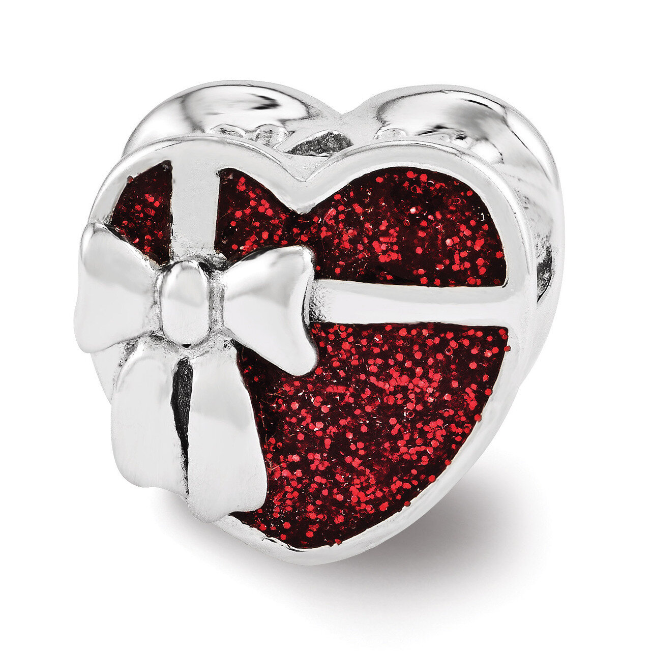 Red Enameled Heart Bead - Sterling Silver QRS3484, MPN: QRS3484, 886774963778