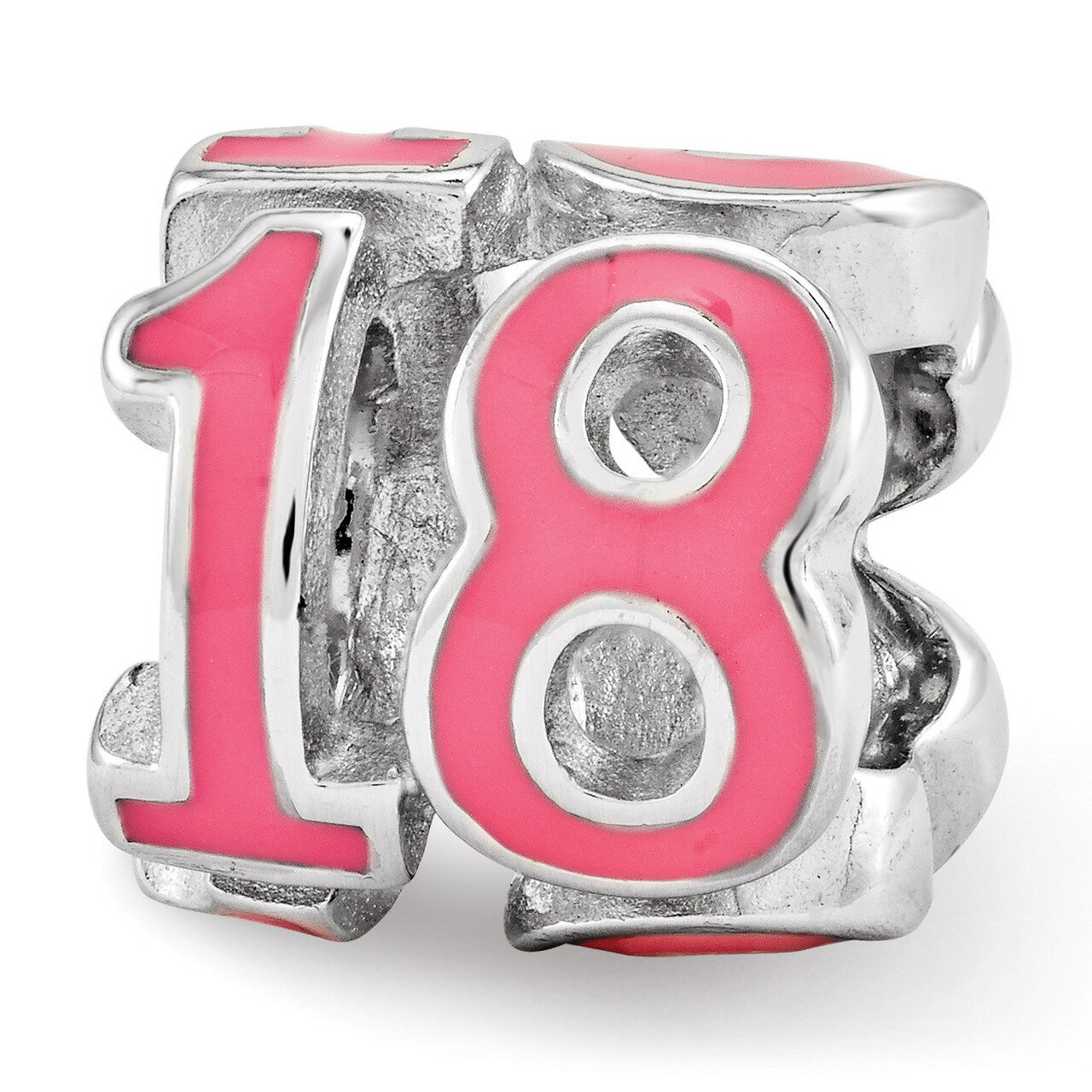 Pink Enameled 18 Bead - Sterling Silver QRS3490, MPN: QRS3490, 886774964867