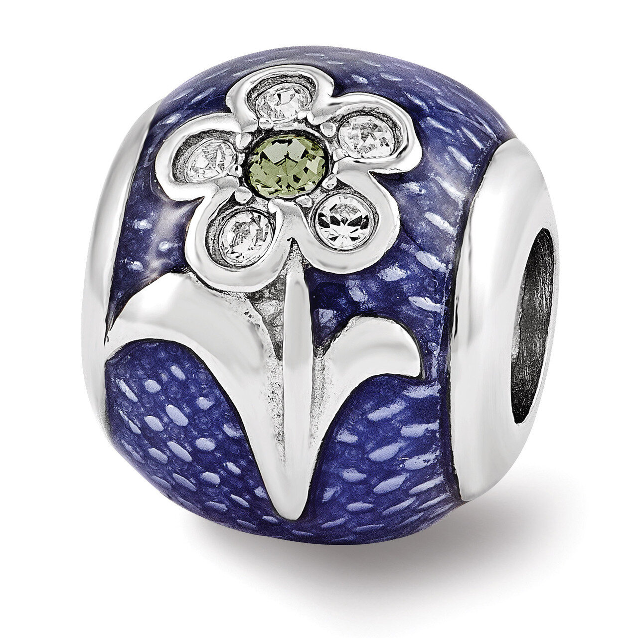 Purple Enameled with Swarovski Elements Flower B - Sterling Silver QRS3494, MPN: QRS3494, 886774963…