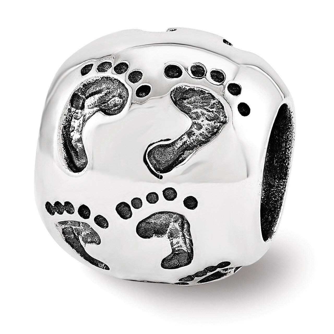 Dad Mom &amp; Baby Footprints Bead - Sterling Silver QRS3514, MPN: QRS3514, 886774964232