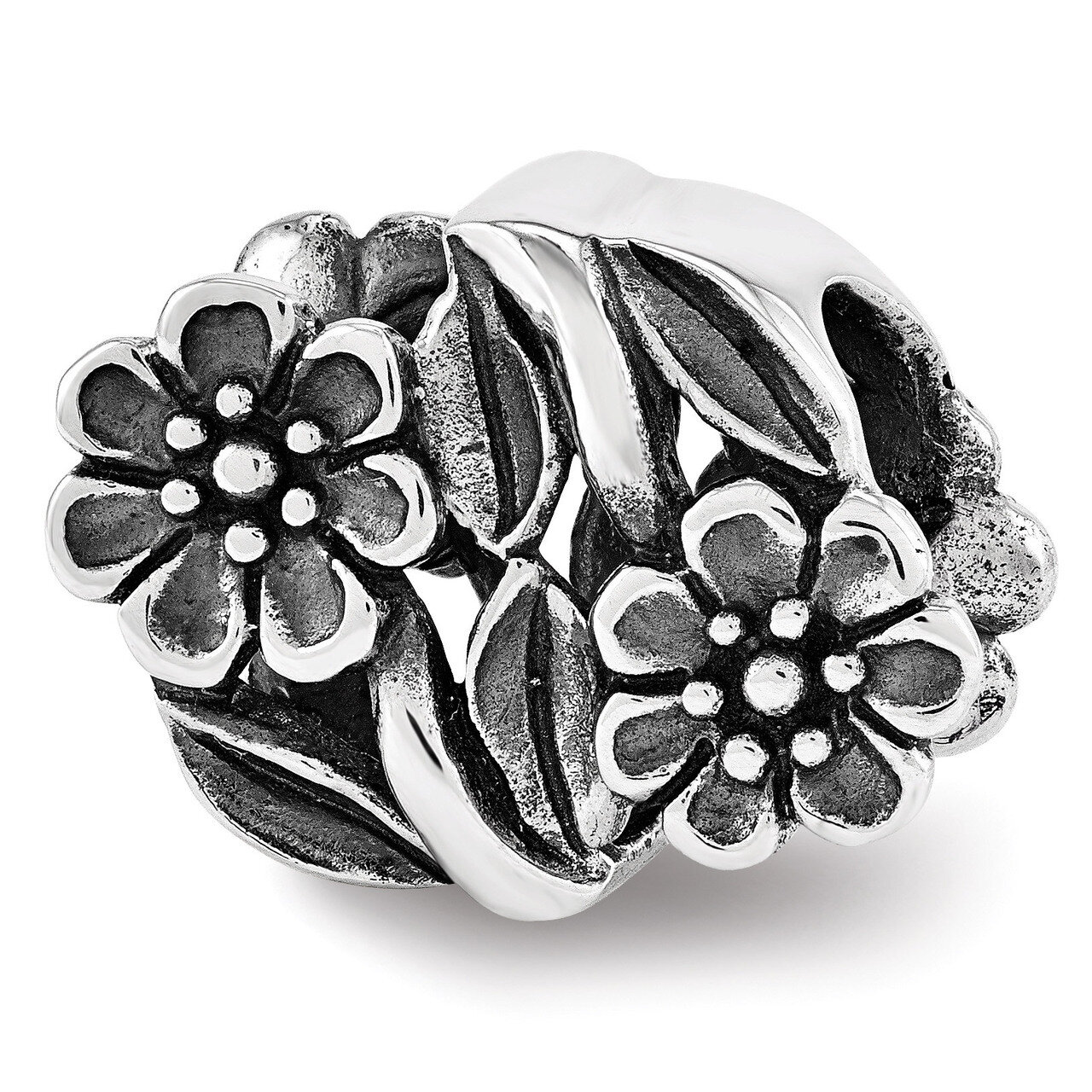 Flowers Bead - Sterling Silver QRS3517