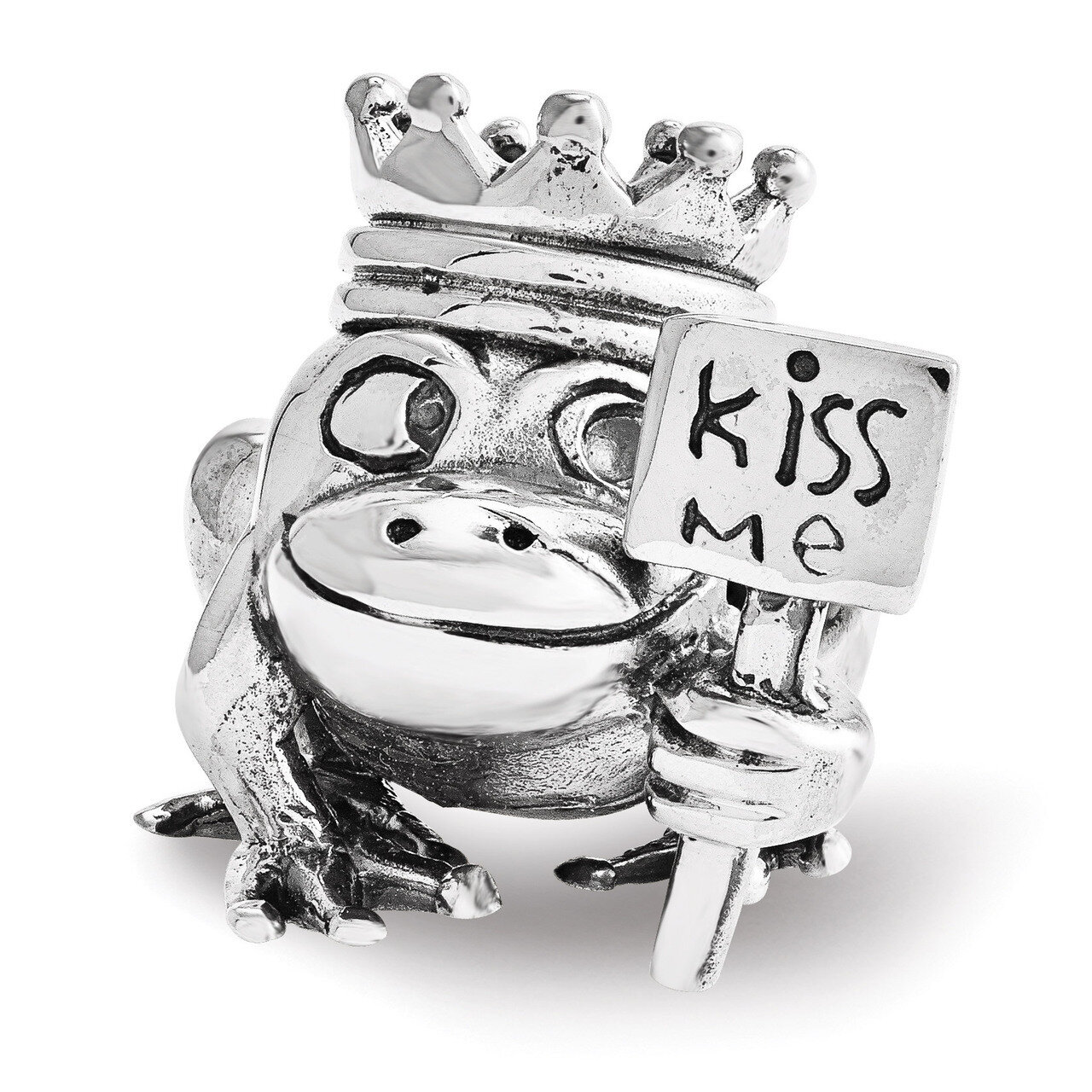 Frog Prince Kiss Me Bead - Sterling Silver QRS3527