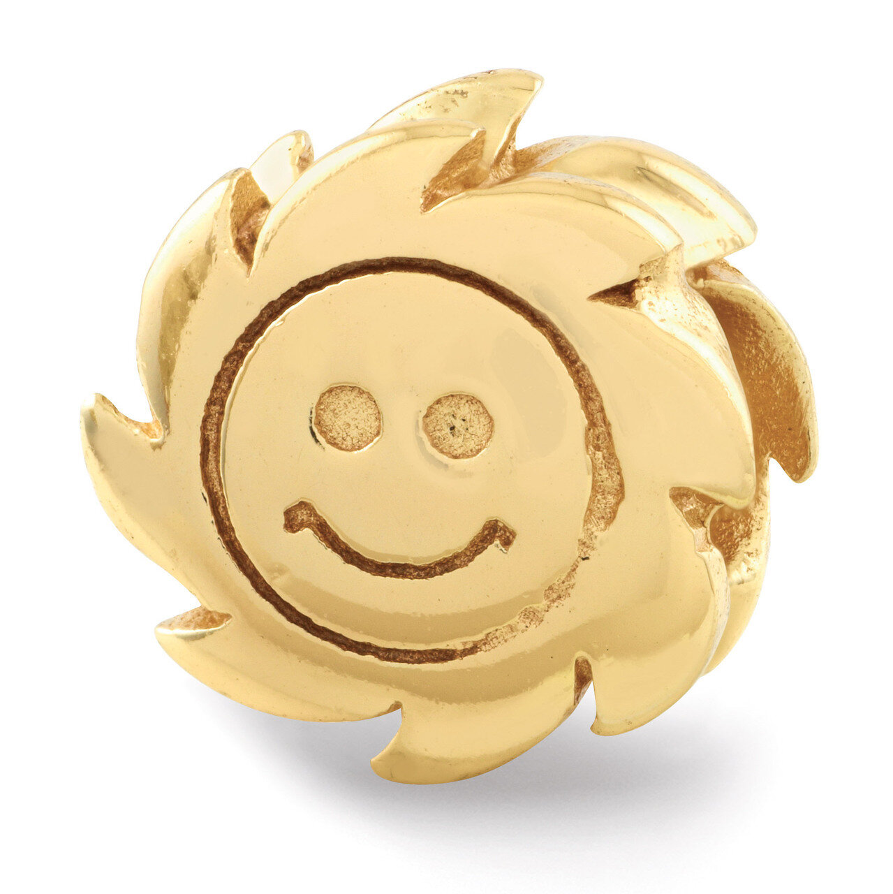 Gold-plated Smiling Sun Bead - Sterling Silver QRS356GP