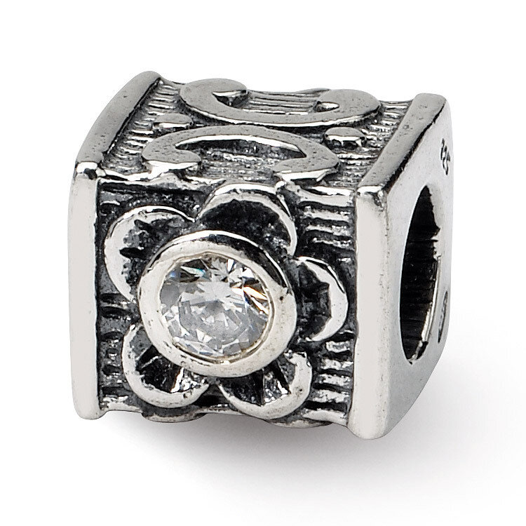 Synthetic Diamond Bead - Sterling Silver QRS437, MPN: QRS437, 883957723341
