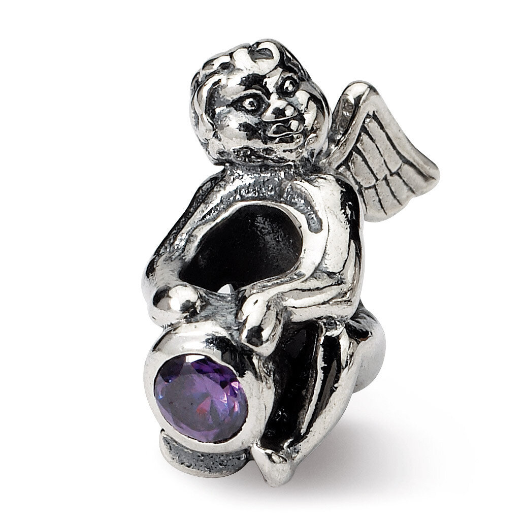 February Synthetic Diamond Antiqued Bead - Sterling Silver QRS445, MPN: QRS445, 883957723525
