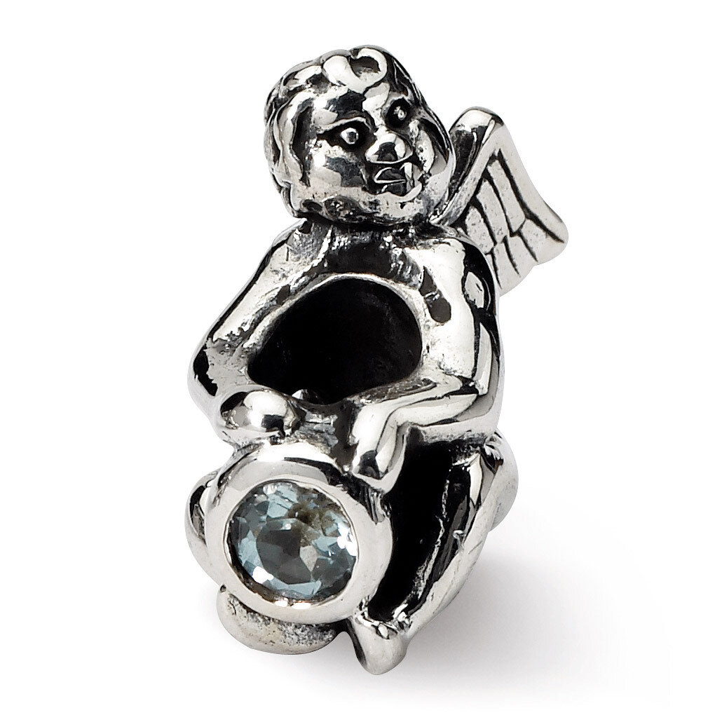 March Synthetic Diamond Antiqued Bead - Sterling Silver QRS446, MPN: QRS446, 883957723532