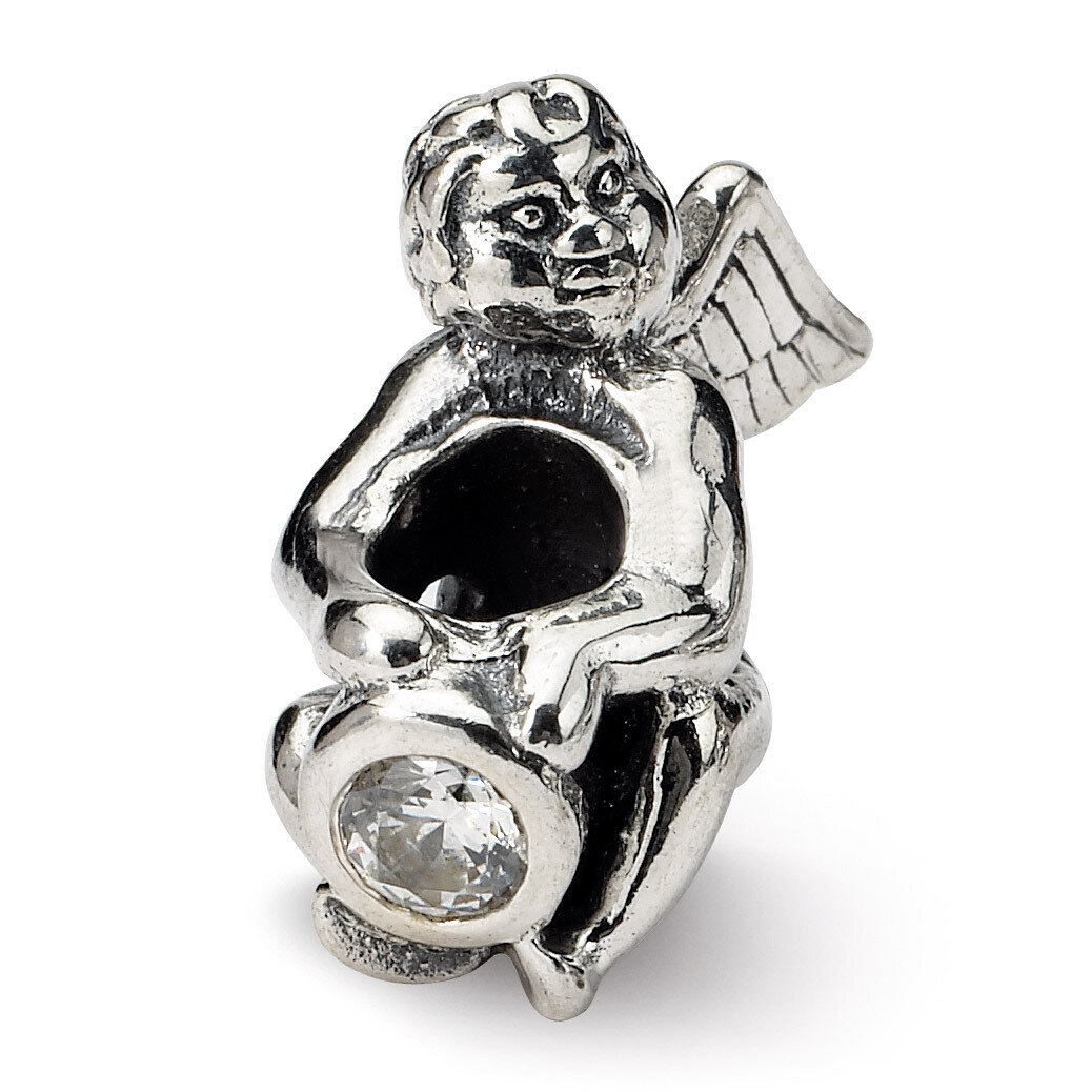 April Synthetic Diamond Antiqued Bead - Sterling Silver QRS447, MPN: QRS447, 883957723549