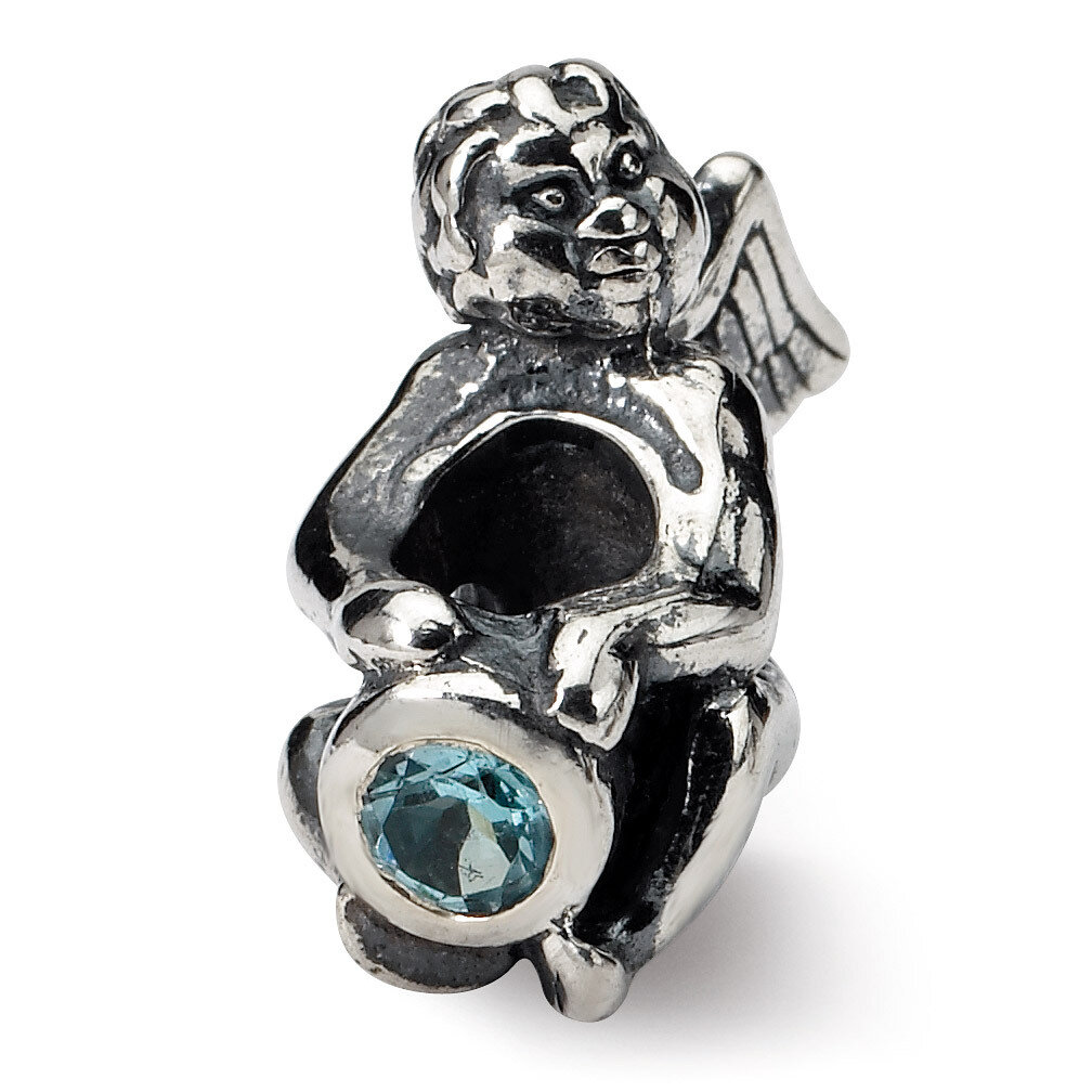 December Synthetic Diamond Antiqued Bead - Sterling Silver QRS455, MPN: QRS455, 883957723624