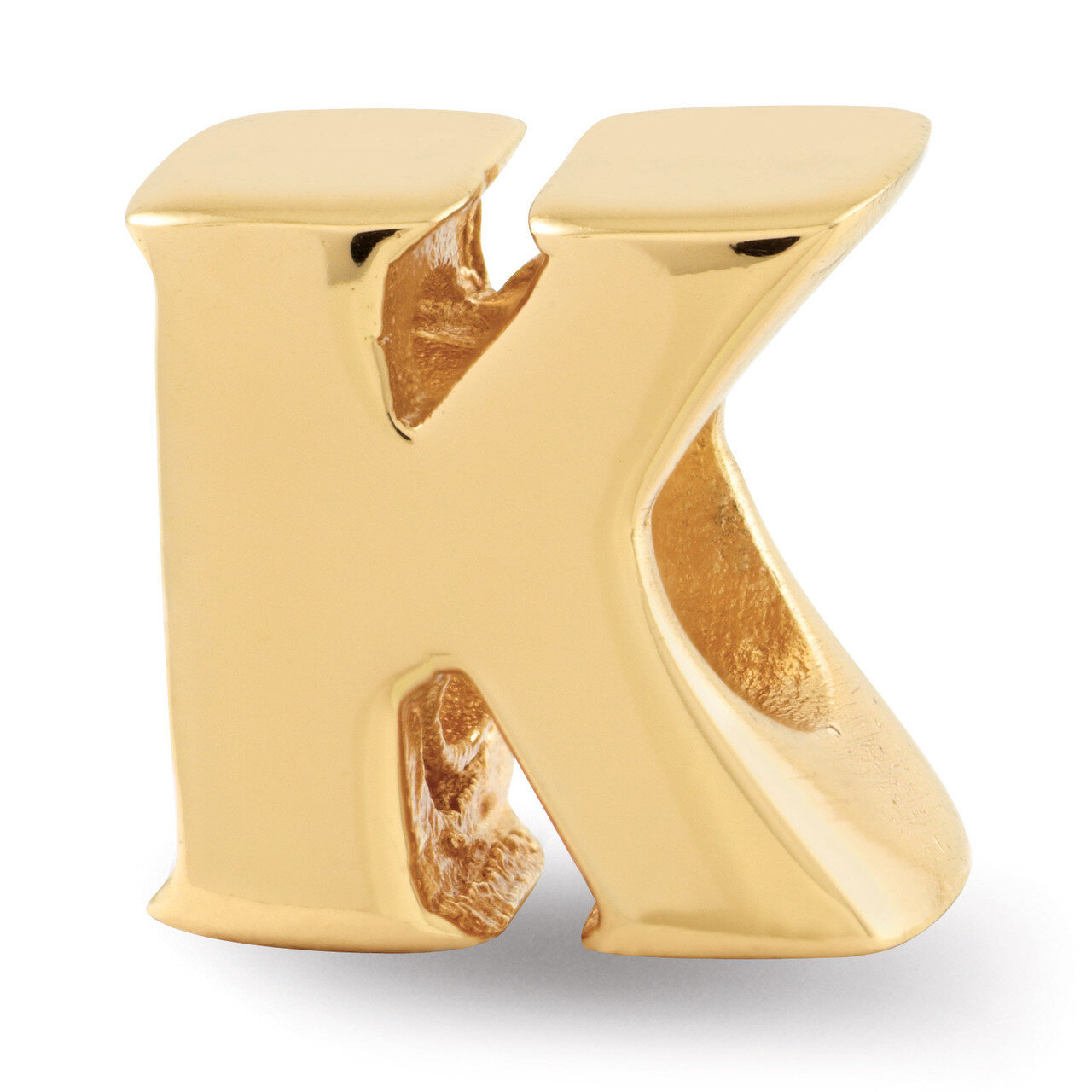 Gold-plated Letter K Bead - Sterling Silver QRS468KGP, MPN: QRS468KGP, 886774992105