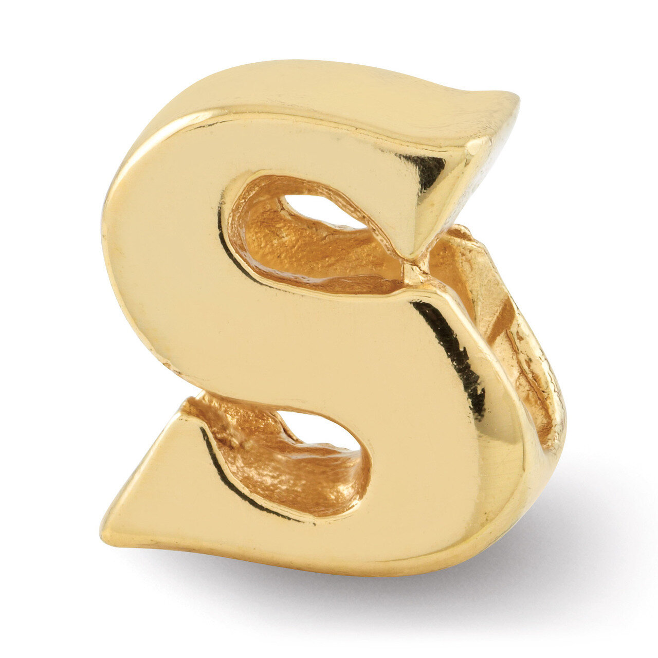 Gold-plated Letter S Bead - Sterling Silver QRS468SGP, MPN: QRS468SGP, 886774992181