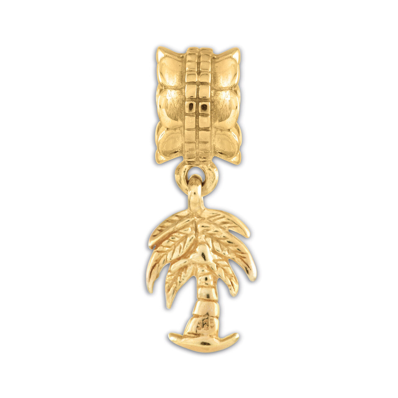 Gold-plated Palm Tree Dangle Bead - Sterling Silver QRS498GP