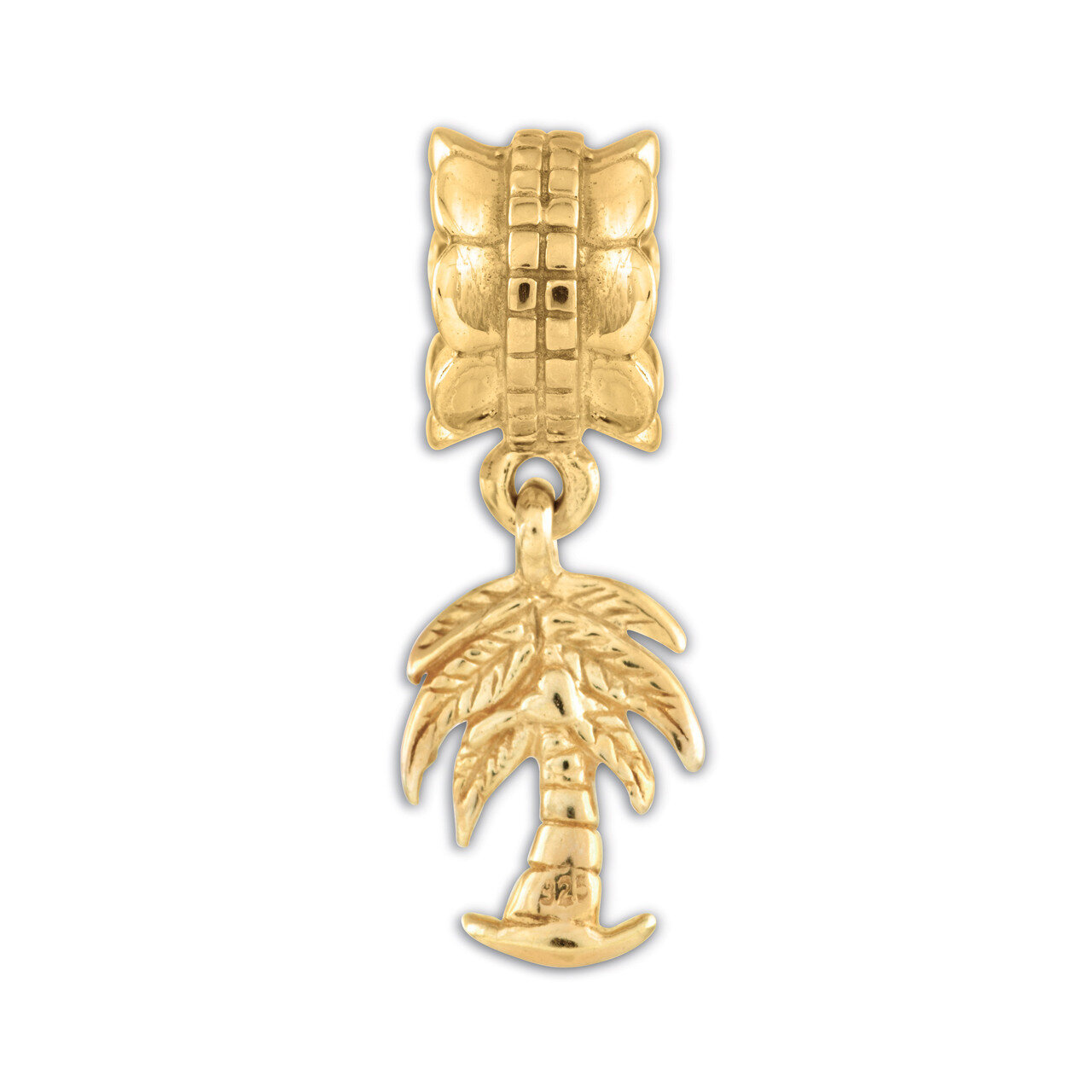 Gold-plated Palm Tree Dangle Bead - Sterling Silver QRS498GP, MPN: QRS498GP, 886774992549