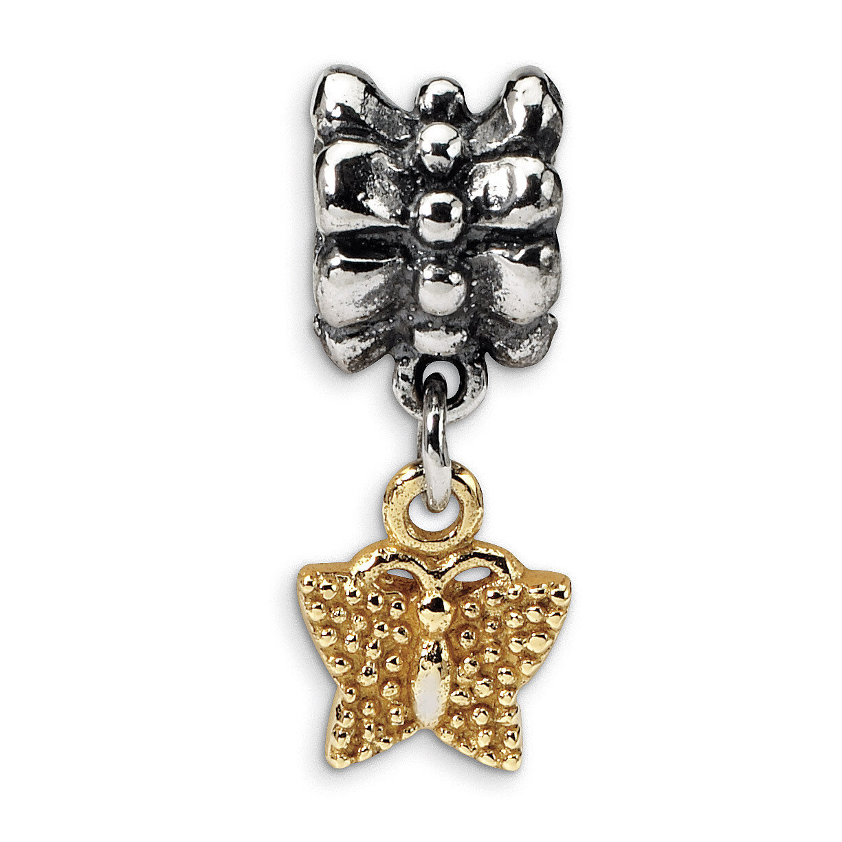 Butterfly Dangle Bead - Sterling Silver &amp; 14k Gold QRS511, MPN: QRS511, 883957724225