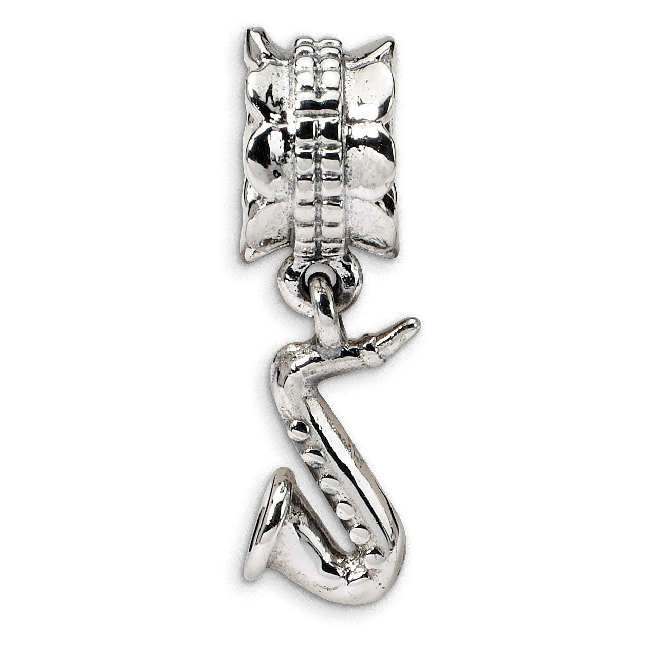 Saxophone Dangle Bead - Sterling Silver QRS524