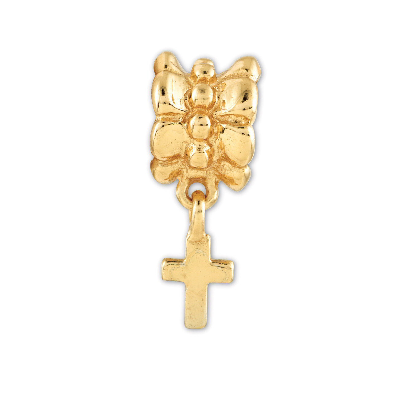 Gold-plated Cross Dangle Bead - Sterling Silver QRS529GP, MPN: QRS529GP, 883957483320