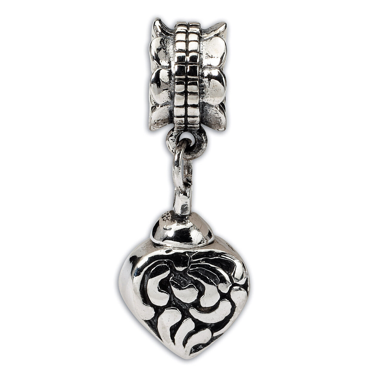 Heart Ash Dangle Bead - Sterling Silver QRS532