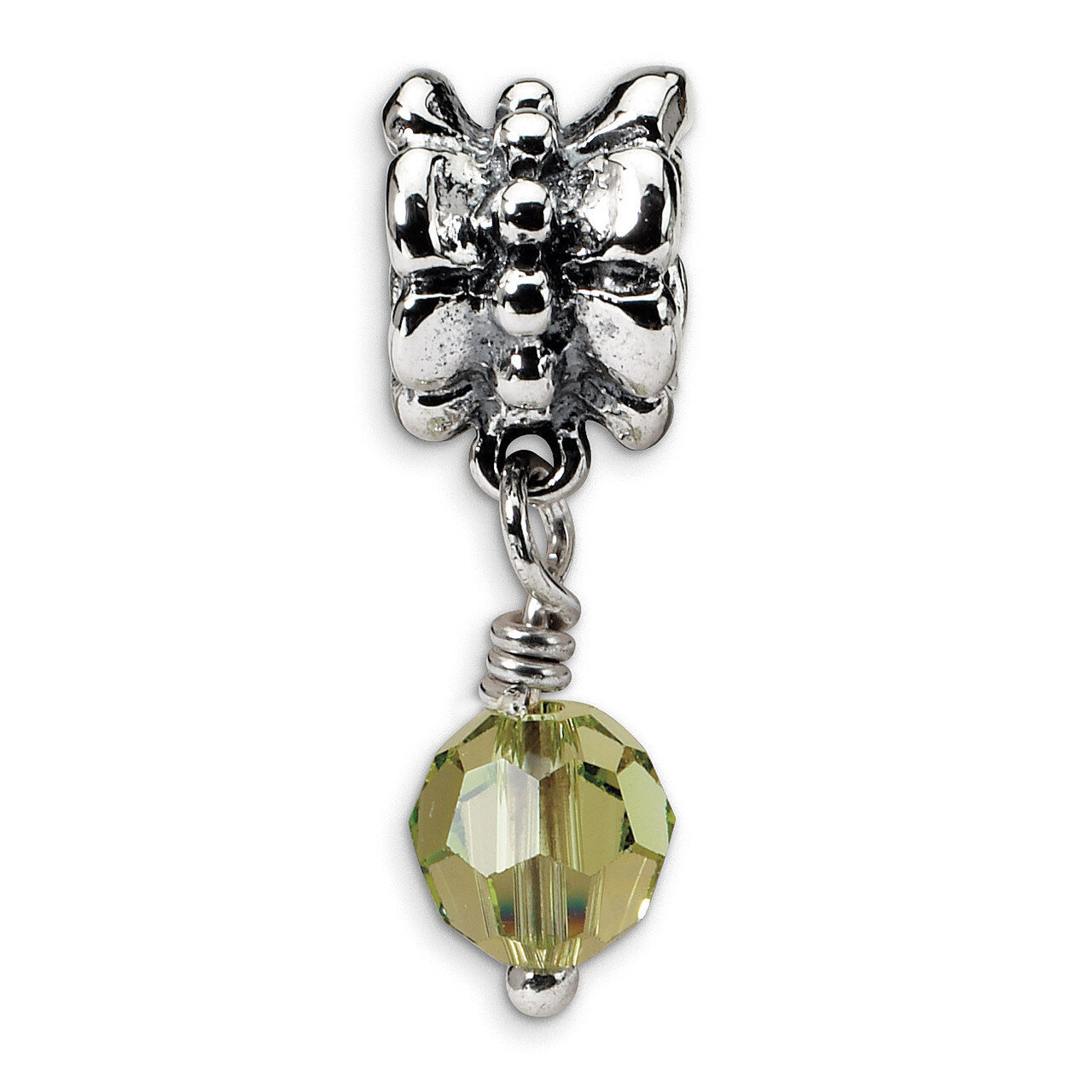 Green Swarovski Elements Dangle Bead - Sterling Silver QRS539, MPN: QRS539, 883957724508