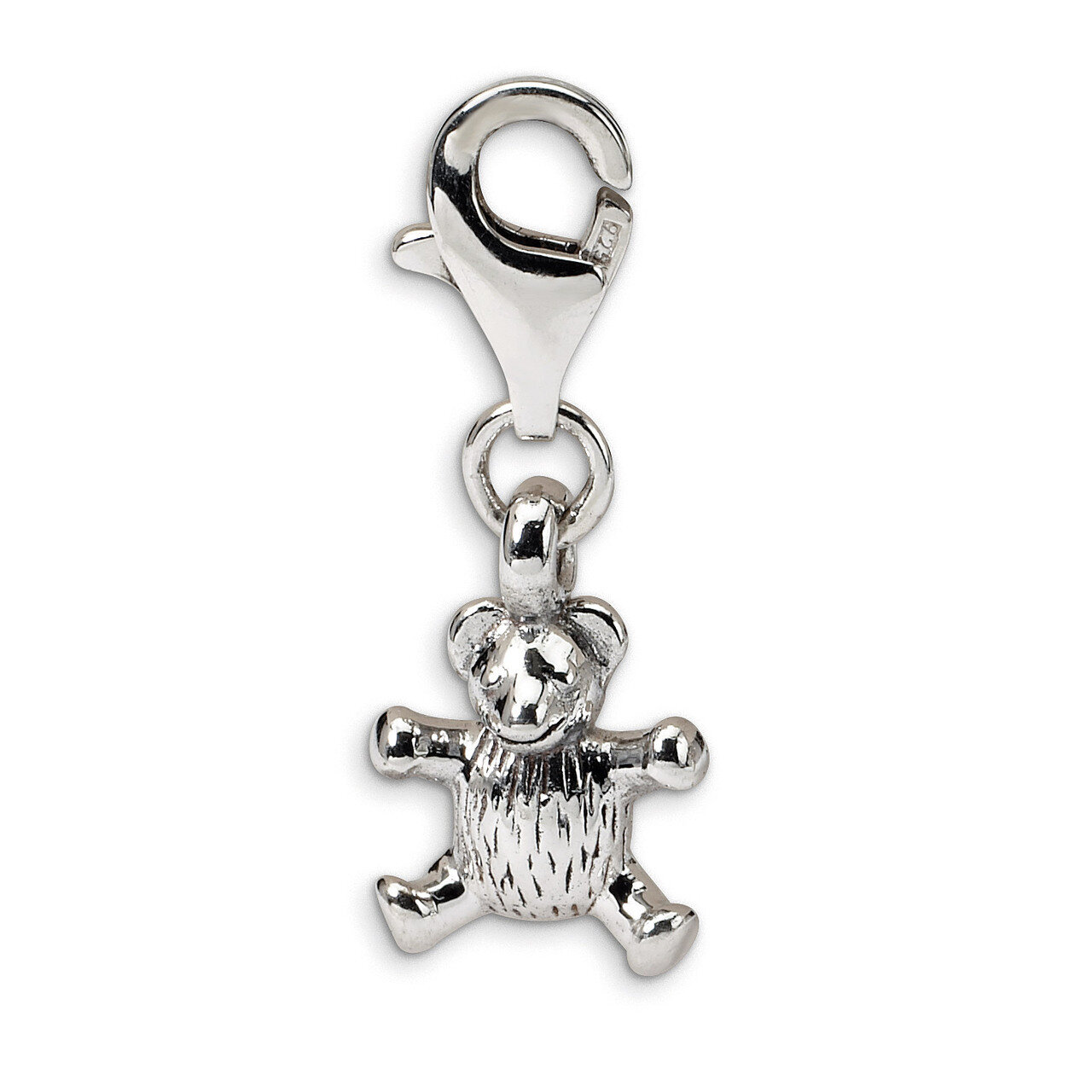 Teddy Bear Click-on for Bead - Sterling Silver QRS581