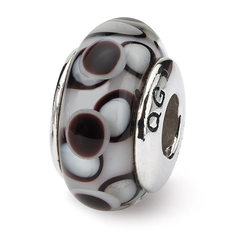Black Hand-blown Glass Bead - Sterling Silver QRS705