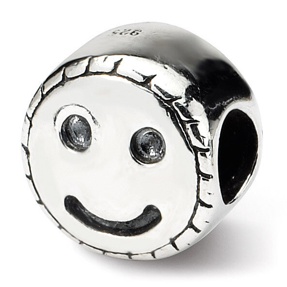 Smiley Face Bead - Sterling Silver QRS770