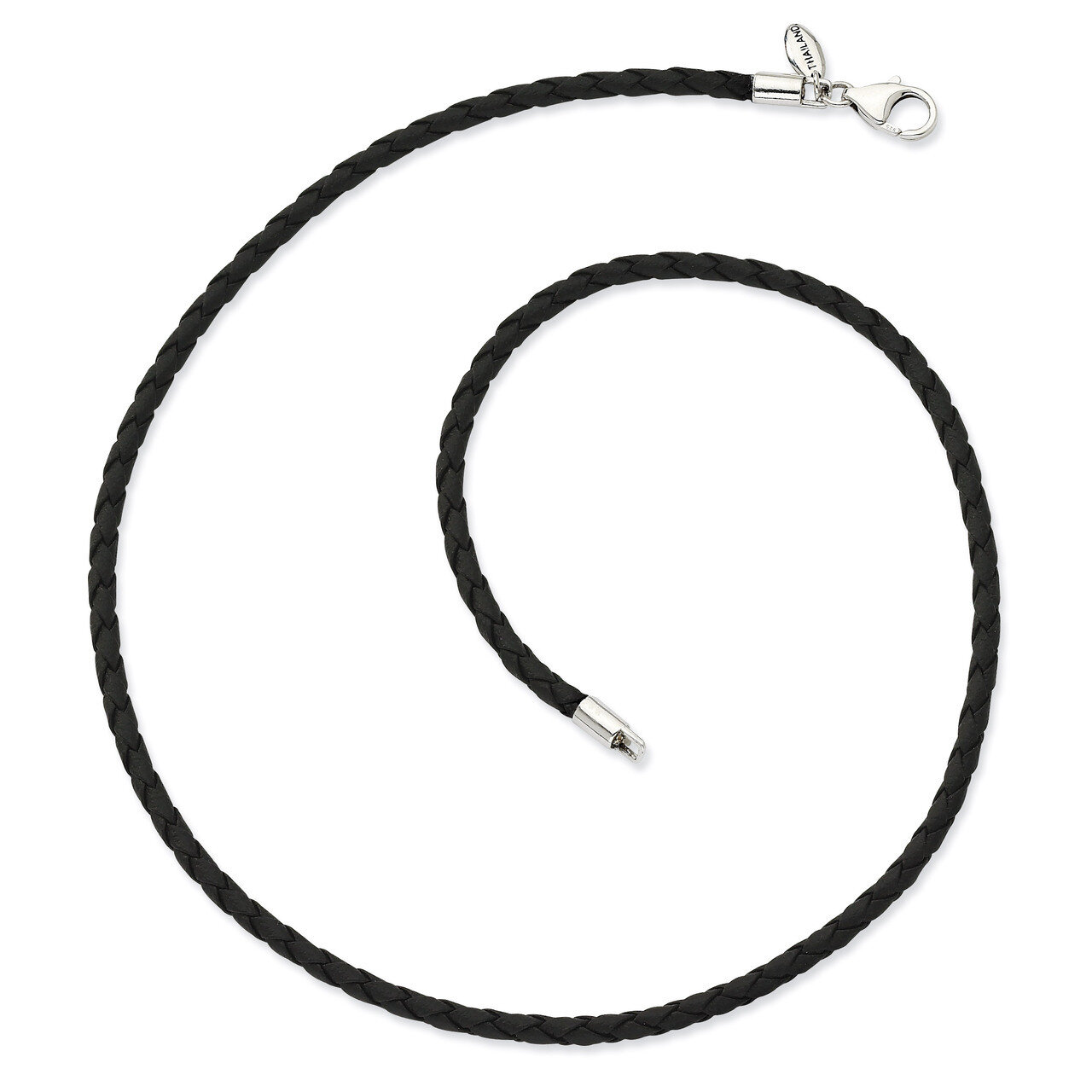 18 Inch Black Leather Bead Necklace - Sterling Silver QRS983-18, MPN: QRS983-18, 883957719313