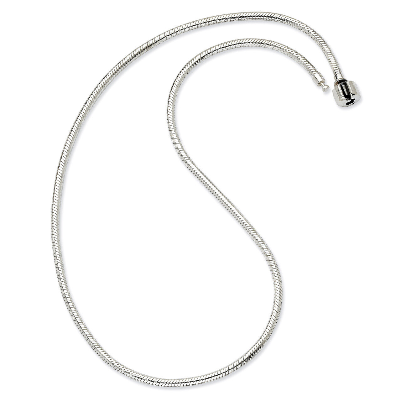 16 Inch Hinged Clasp Bead Necklace - Sterling Silver QRS985-16, MPN: QRS985-16, 883957719368