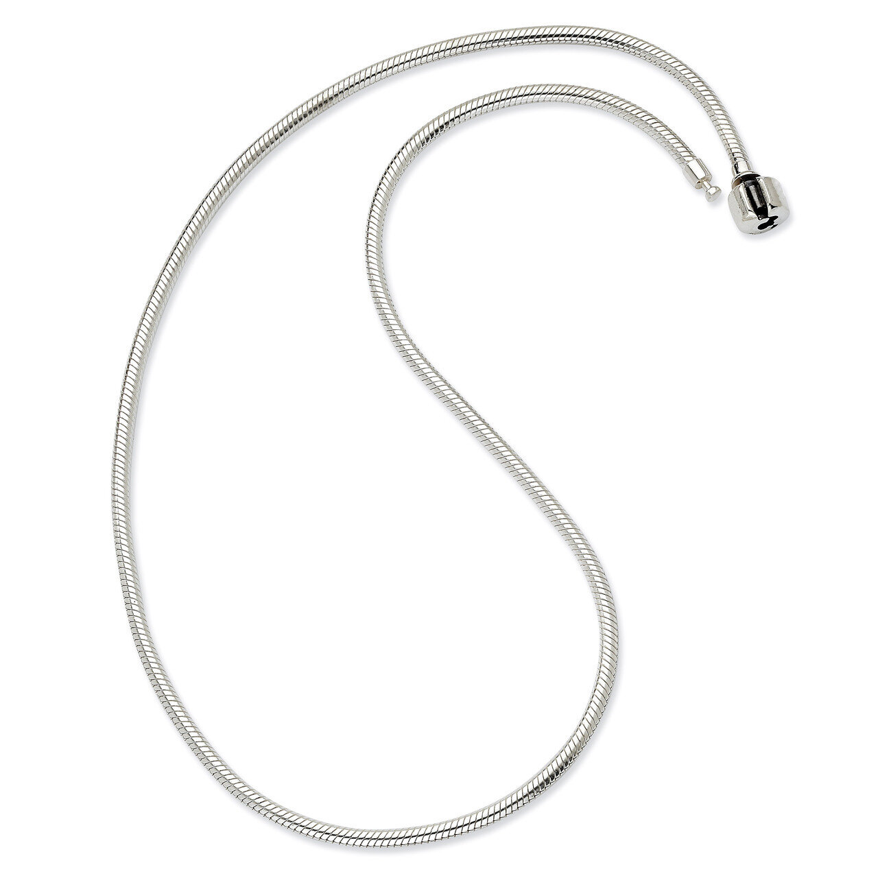 19 Inch Hinged Clasp Bead Necklace - Sterling Silver QRS985-19