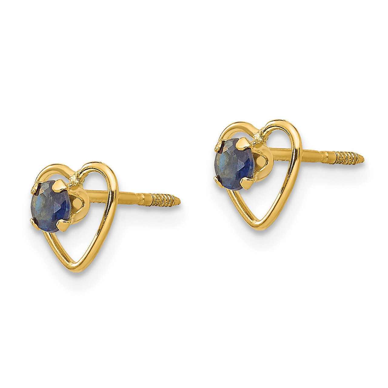 3mm Saphire Birthstone Heart Earrings - 14k Gold GK108 by Madi K, MPN: GK108, 883957027111