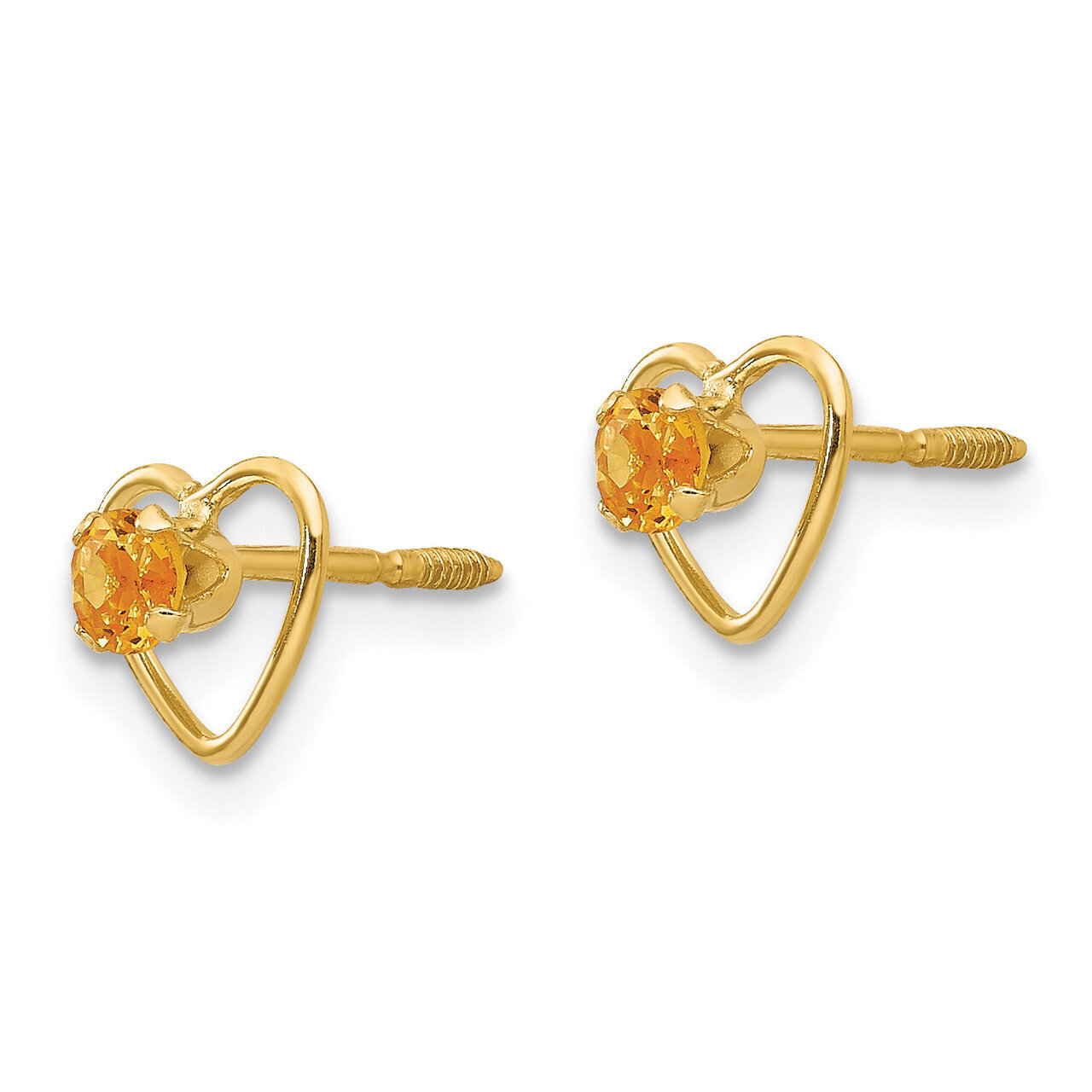 3mm Citrine Birthstone Heart Earrings - 14k Gold GK110 by Madi K, MPN: GK110, 883957027135