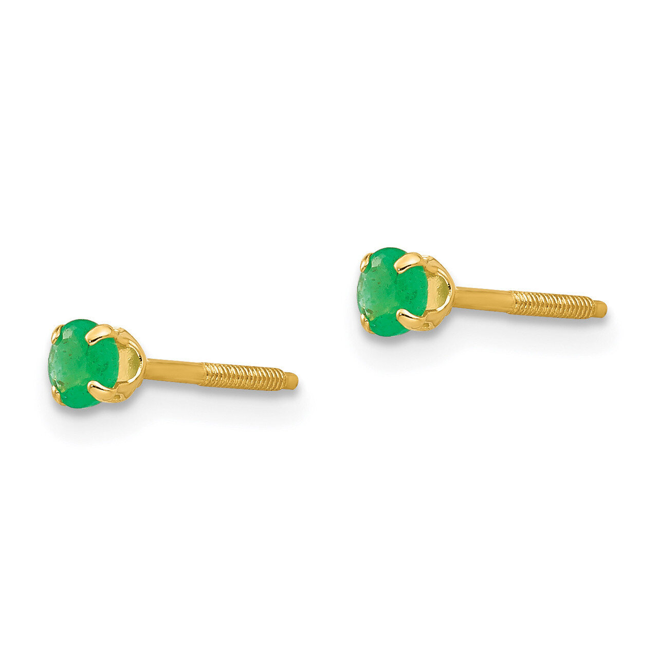 3mm Emerald Earrings - 14k Gold GK116