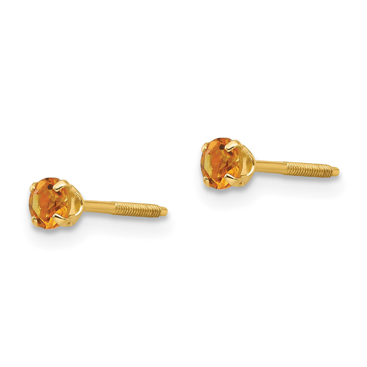 3mm Citrine Birthstone Earrings - 14k Gold GK122