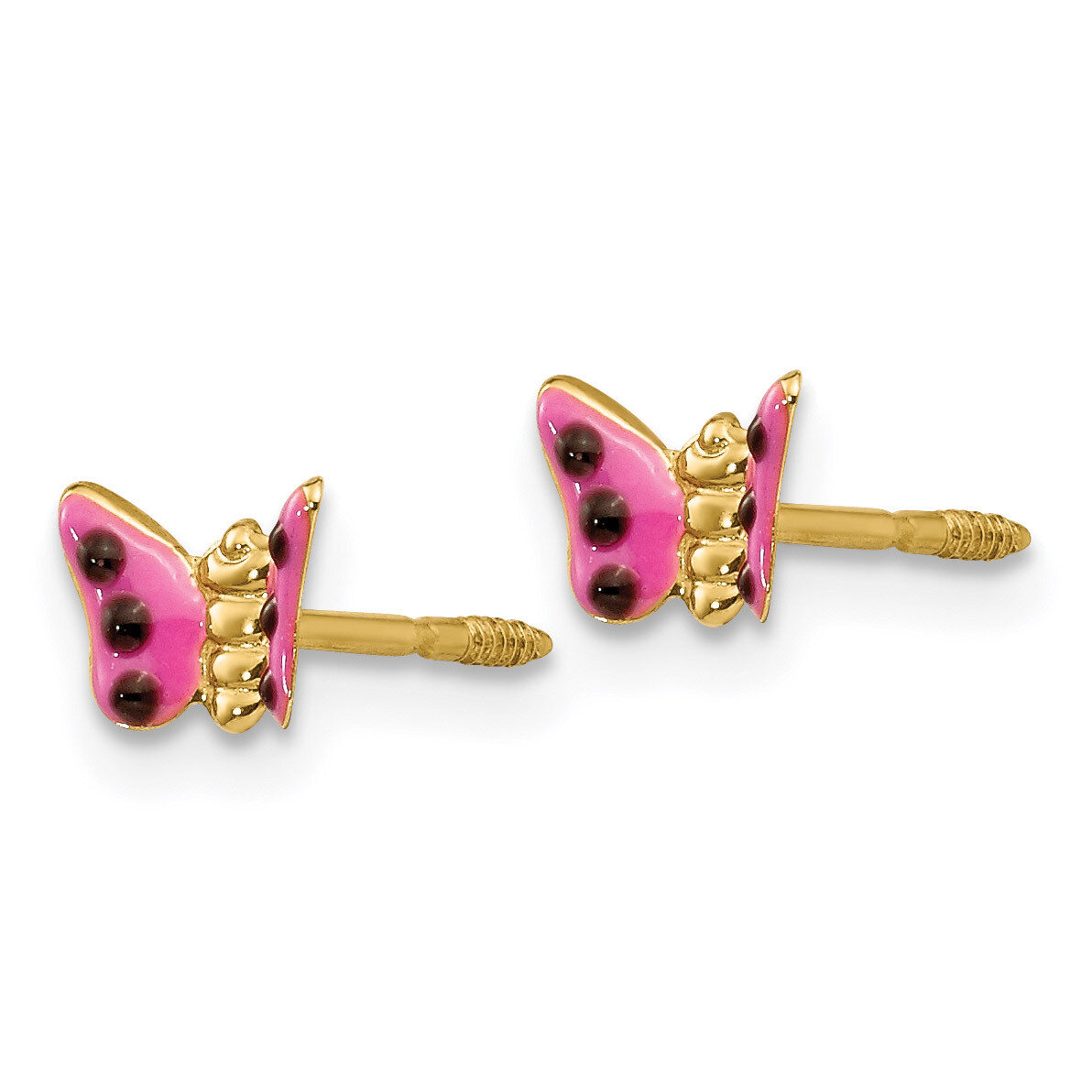 Pink Enameled Butterfly Earrings - 14k Gold GK183 by Madi K, MPN: GK183, 886774558455