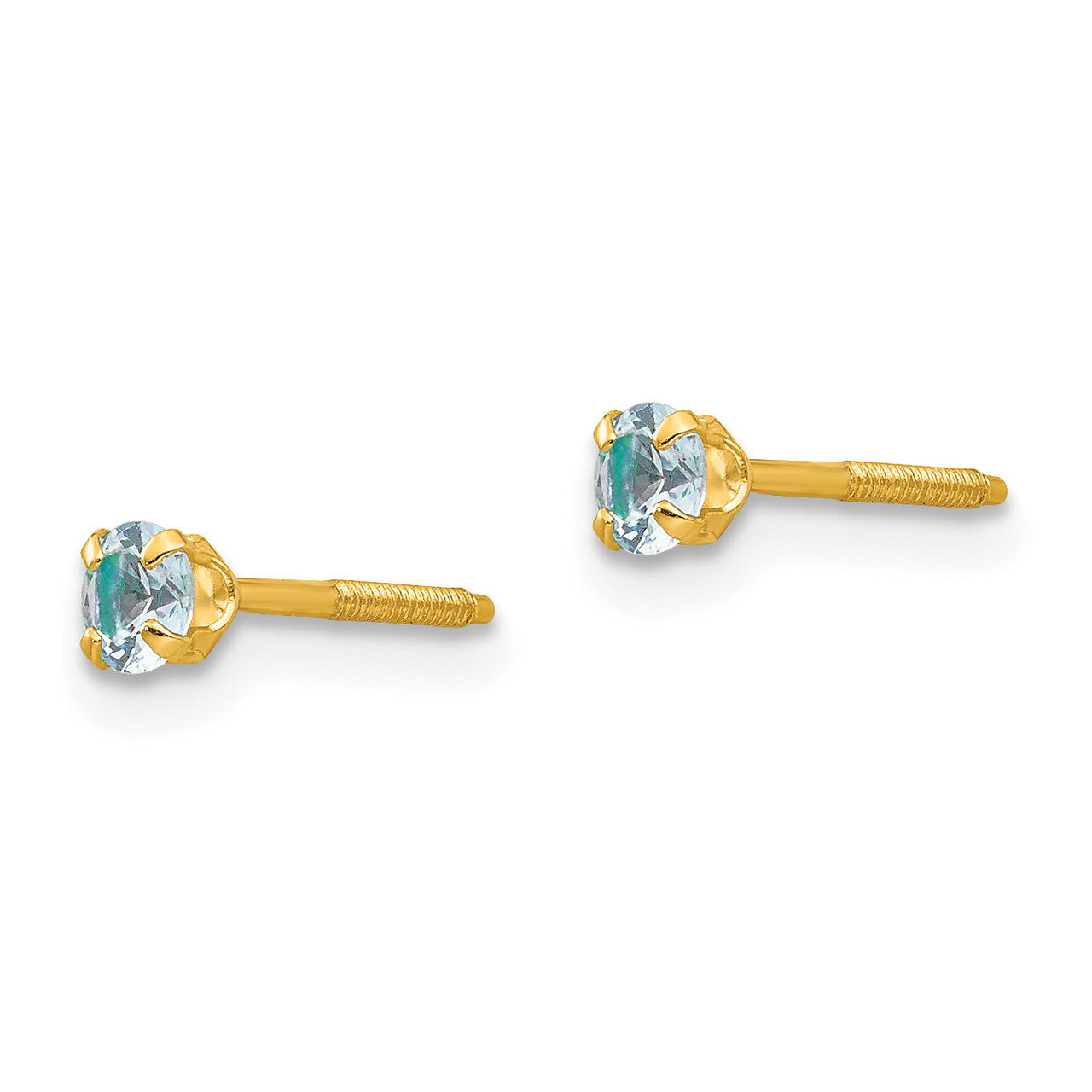 3mm Aquamarine Birthstone Earrings - 14k Gold GK195