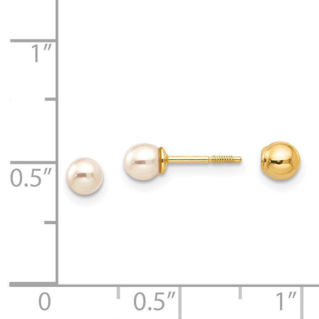 Reversible 4mm Fresh Water Cultured Pearl & Gold Ball Earrings - 14k Gold GK227