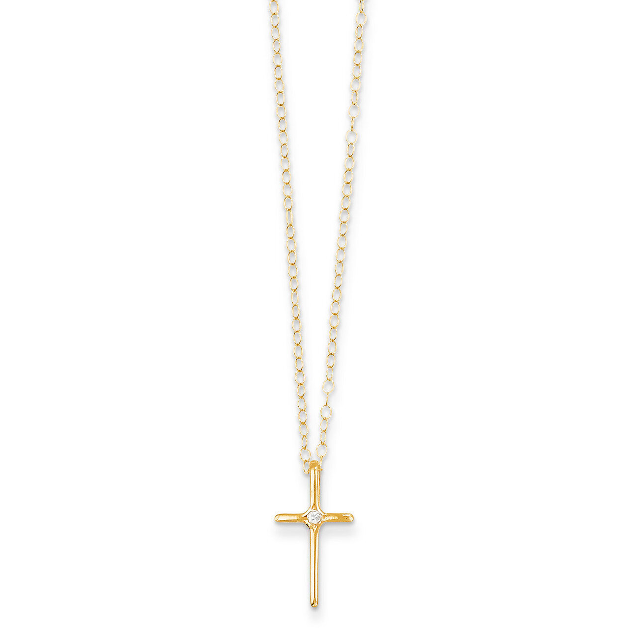 .01ct Diamond Cross Necklace 15 Inch - 14k Gold GK331-15