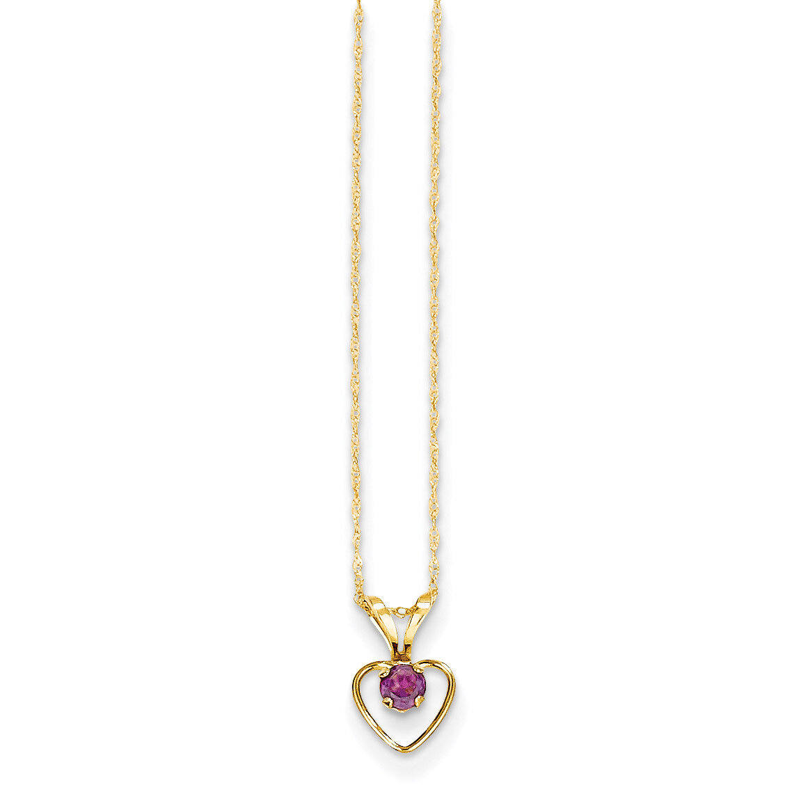 3mm Rhodolite Garnet Heart Birthstone Necklace 15 Inch - 14k Gold GK408-15 by Madi K, MPN: GK408-15…