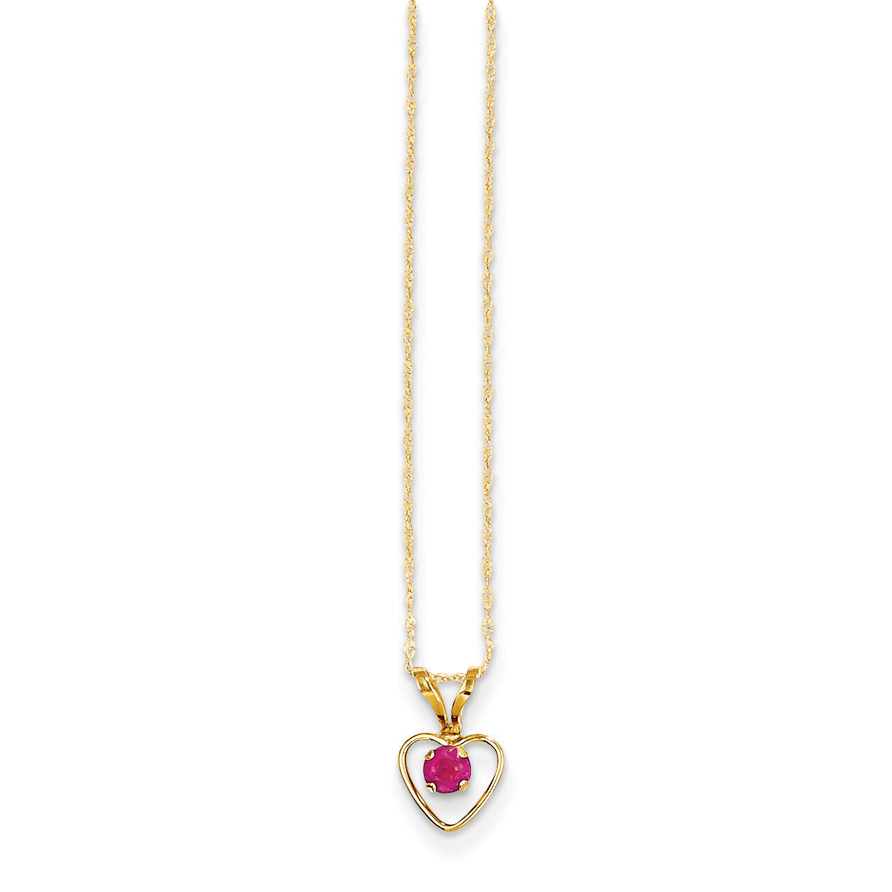 3mm Ruby Heart Birthstone Necklace 15 Inch - 14k Gold GK409-15 by Madi K, MPN: GK409-15, 8867743420…