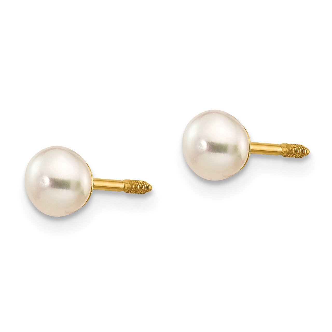4.5mm Button Fresh Water Cultured Pearl Earrings - 14k Gold GK415