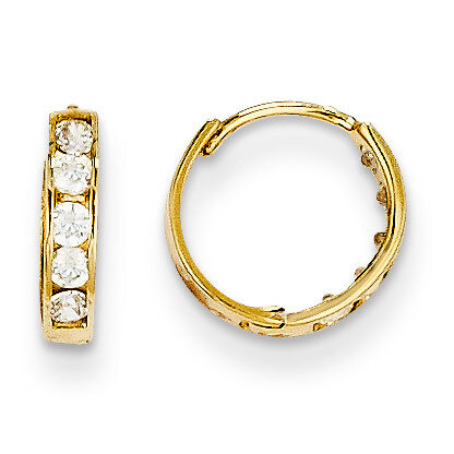 Synthetic Diamond Hinged Hoop Earrings - 14k Gold GK538 by Madi K, MPN: GK538, 886774998169