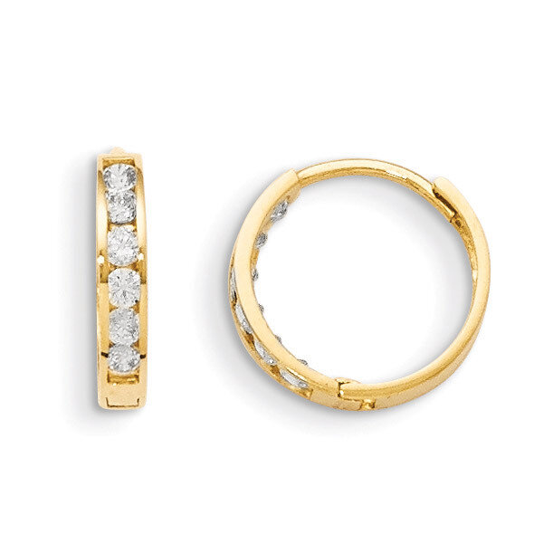 Synthetic Diamond Hinged Hoop Earrings - 14k Gold GK542 by Madi K, MPN: GK542, 886774998176