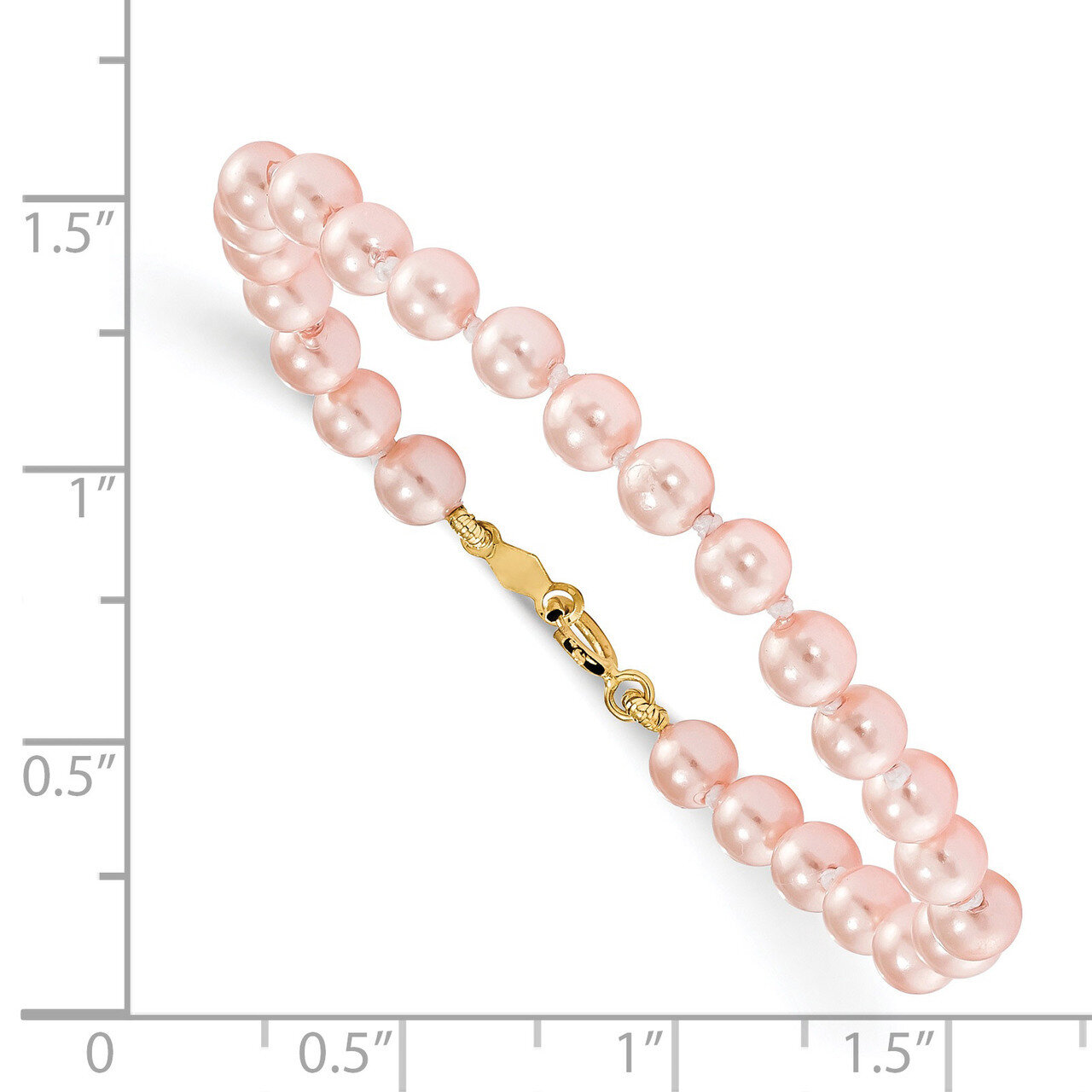 Simulated Pink Pearl Bracelet 5.25 Inch - 14k Gold GK558-5.25