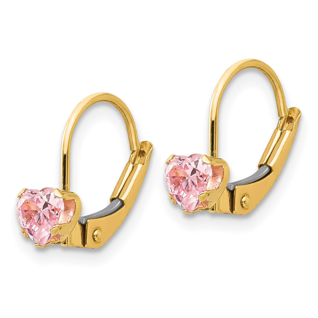 Leverback 4mm Pink Synthetic Diamond Earrings - 14k Gold GK583