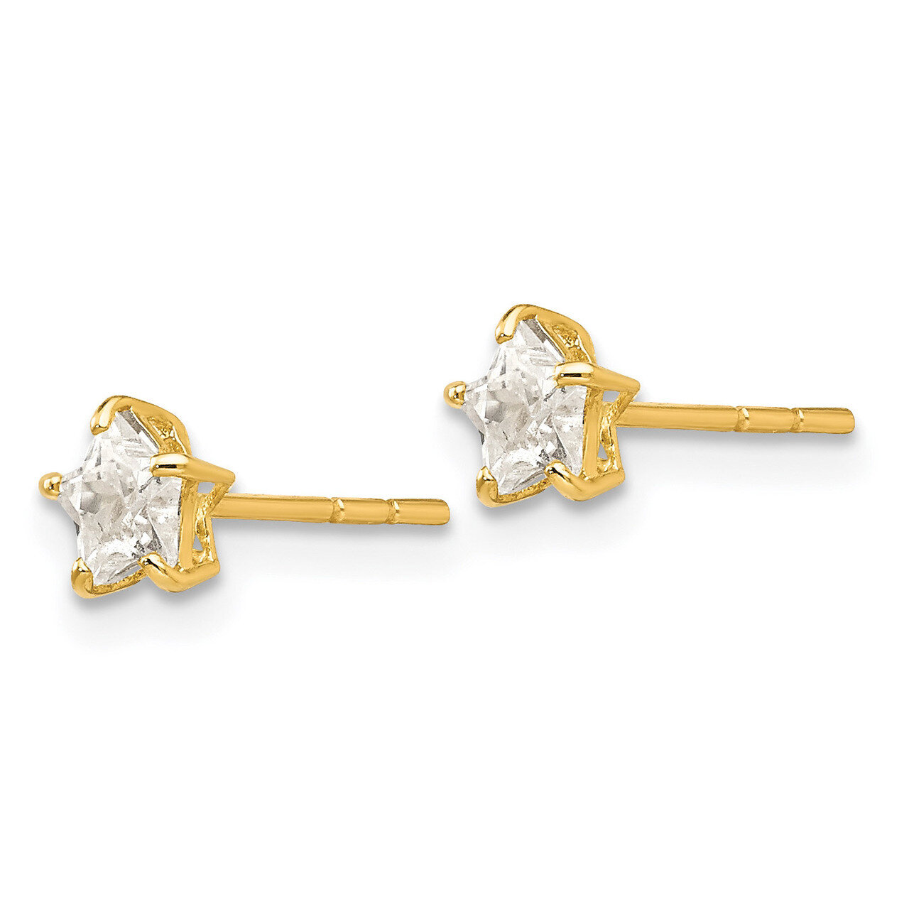 Synthetic Diamond 4mm Star Post Earrings - 14k Gold GK597 by Madi K, MPN: GK597, 886774998992