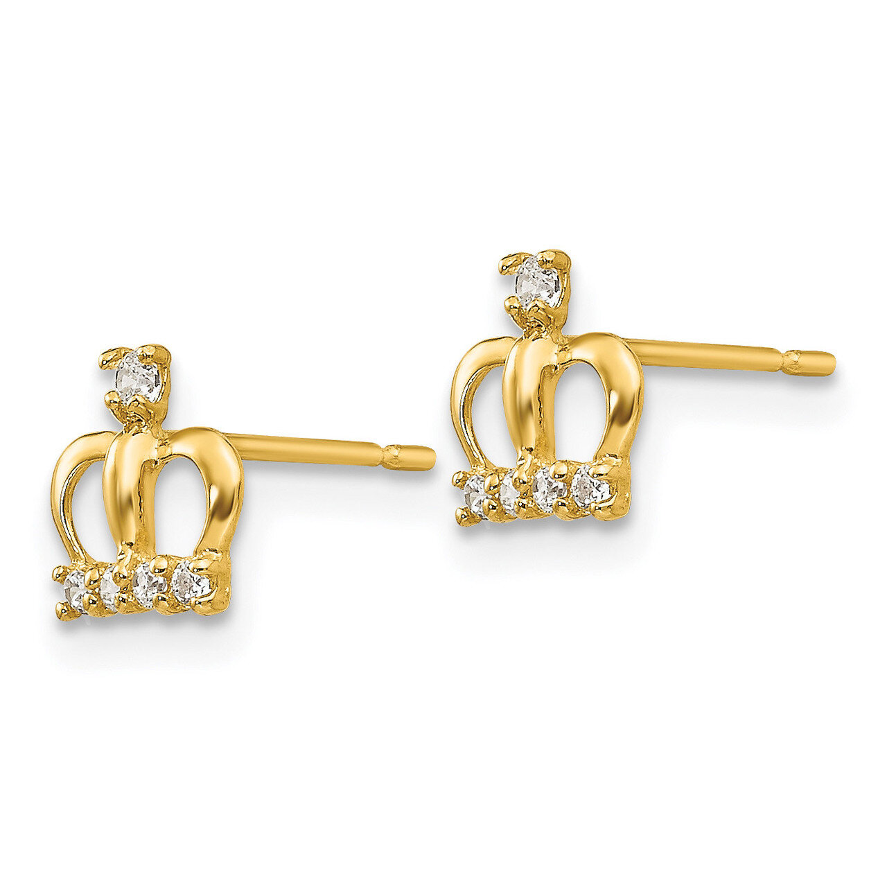 Synthetic Diamond Crown Post Earrings - 14k Gold GK607 by Madi K, MPN: GK607, 886774998909