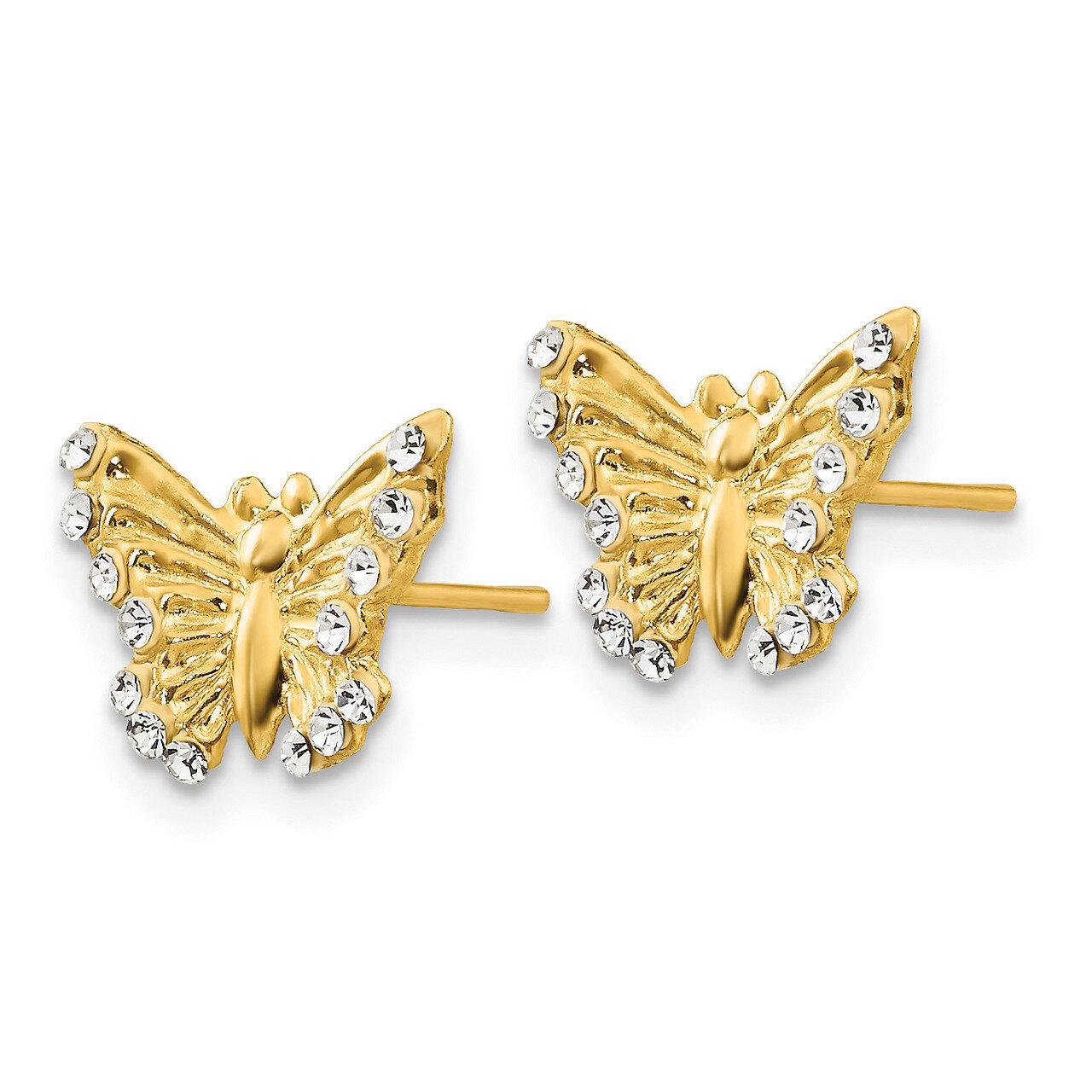 Synthetic Diamond Butterfly Post Earrings - 14k Gold GK622 by Madi K, MPN: GK622, 886774999111